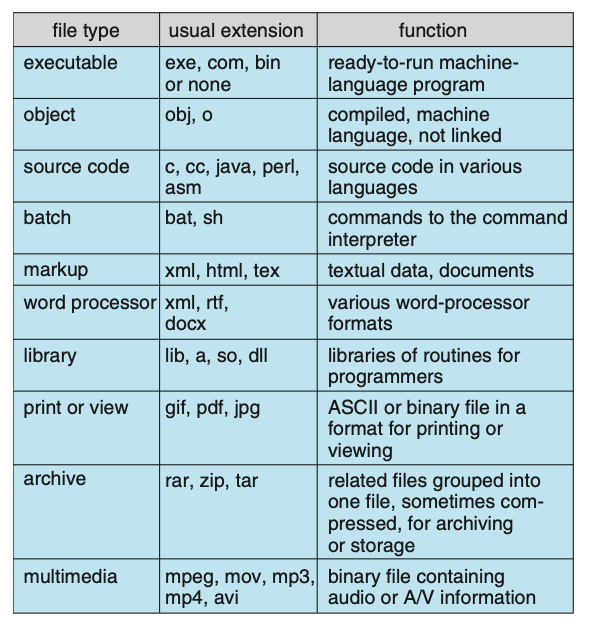 Figure: Common file types.